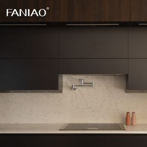 Custom Design Kitchen Cabinet Quartz Top Solid Wood Kitchen Cabinet