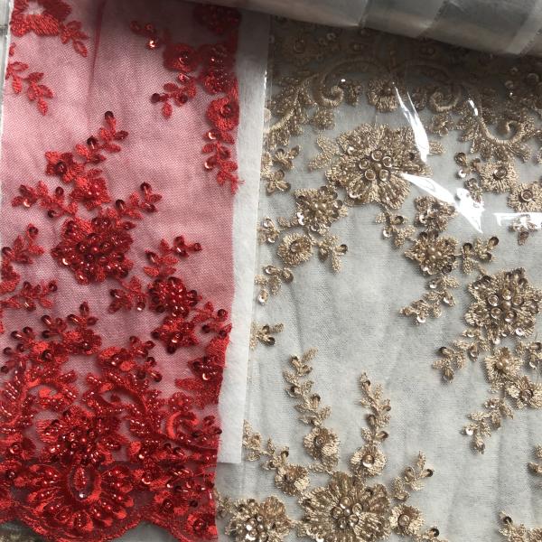 High Quality Easily Customizable Luxury 3D Sequin Beaded African Embroidery Lace Fabric for Girls Women's Dress Party Dress