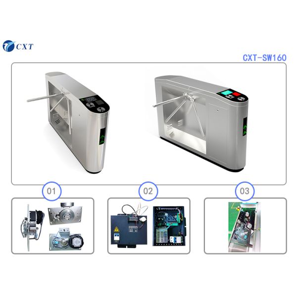 Bridge Type Tripod Turnstile Gate with 1200x280x980mm Dimensions 510mm Pole Length and 30W/24V DC Brushless Motor