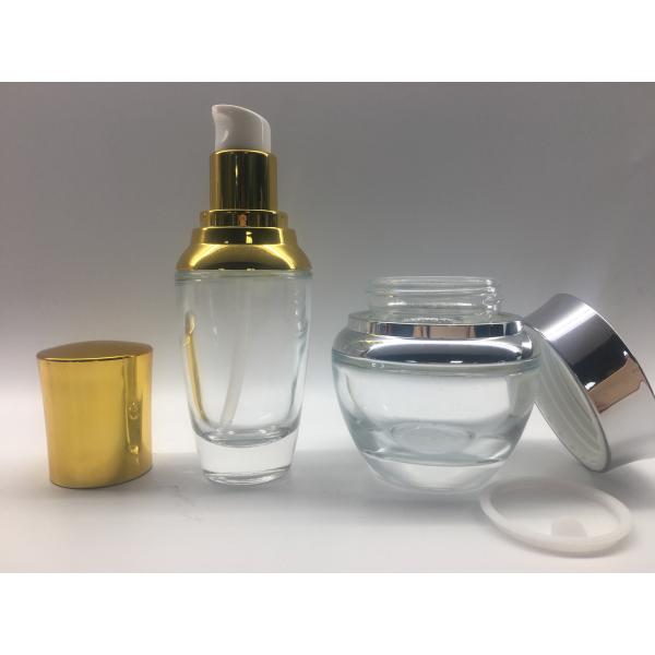 Cosmetic Packaging 30ml Glass Pump Bottle oval Shape For Lotion / Serum