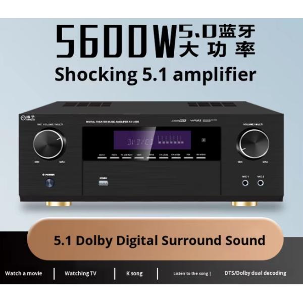 5.1CH 5600W Pro Power Amplifier, BT Wireless WiFi, Dolby HDMI Optical Coaxial, for Home Theater KTV