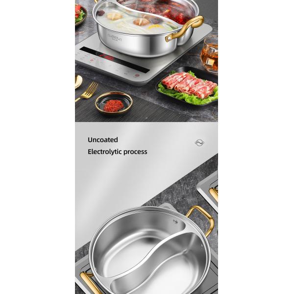 New Arrival 28cm Hot Pot Multi-user Hotpot Induction Soup Pot 304 Stainless Steel Shabu Pots For Cooking