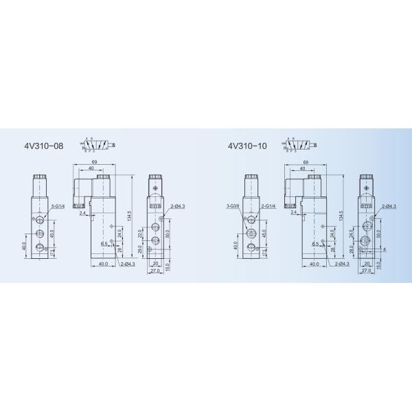 Normally Closed Pneumatic Solenoid Valve 4V100 ~ 400 Series 5 / 2 Way Threaded