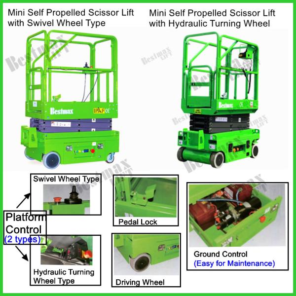 MX300S Self Propelled Hydraulic Scissor Lift Platform Green Color Long Life