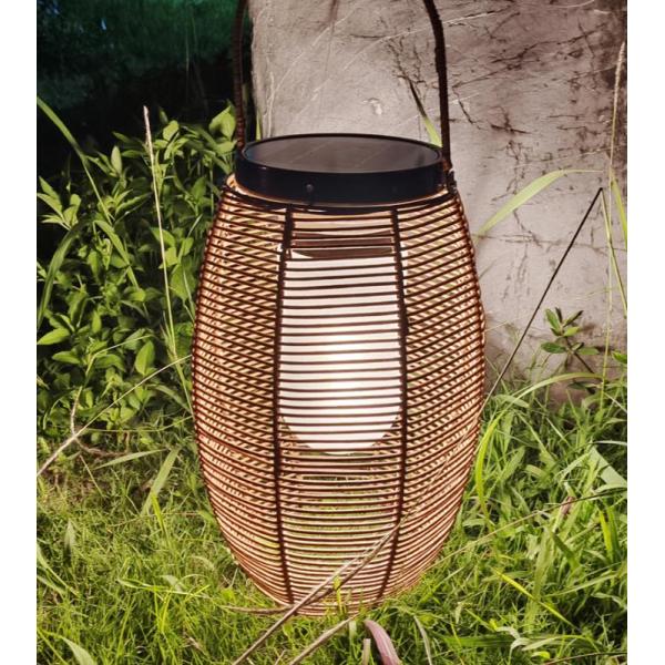 Outdoor Rattan Woven Solar Lights Lantern Waterproof For Garden Landscape