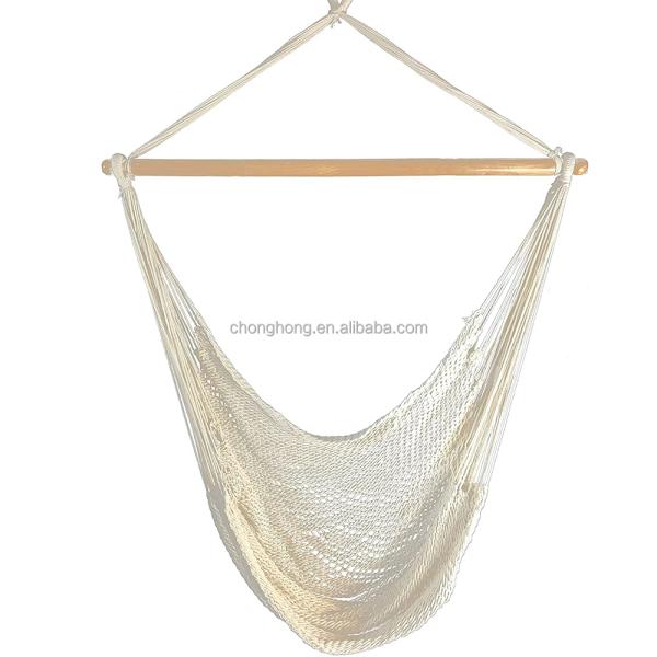 Outdoor Indoor White Rope Hammock Chair with Stand