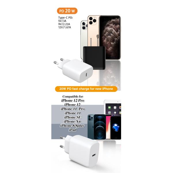 type c 20w pd charger usb c power adapter wall charger for iPhone 12 11
