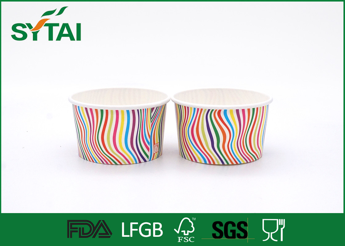 Quality Stripe Pattern Paper Ice Cream Cups , Disposable Ice Cream Cups Customized for sale