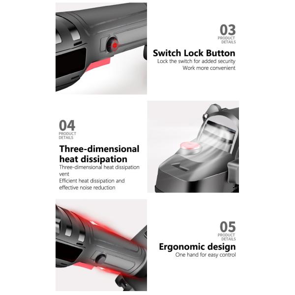 9000rpm Lithium Electric Angle Grinder Brushless Charging Grinding Dynamic Cutting Polishing Machine