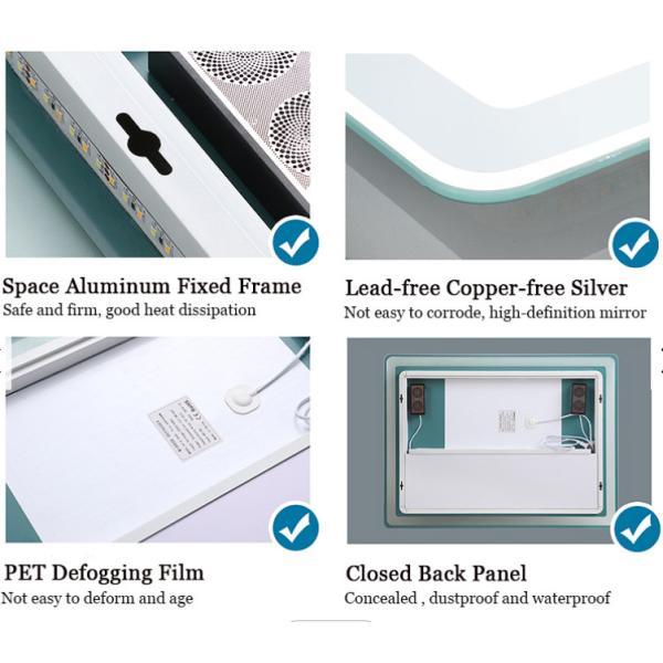 Led Tempered Dressing Glass Mirror 12V Waterproof Wall Mounted