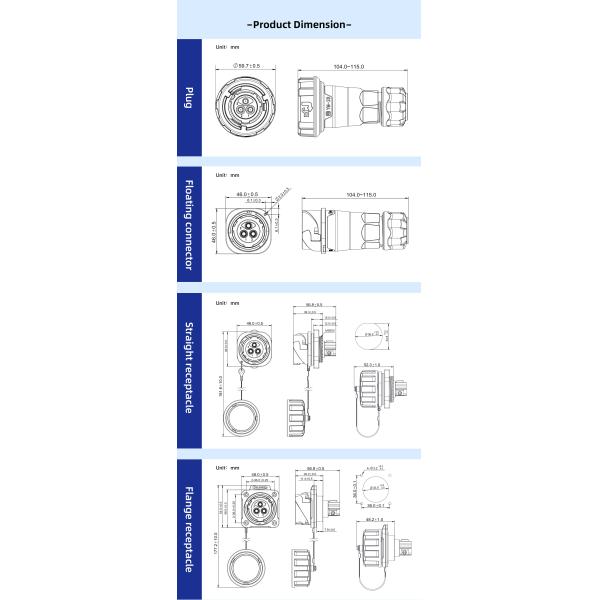 Cnlinko DL-28 IP68 Plastic 50A 500V AC Industrial Power Connector 3 Pin Circular Waterproof Connector