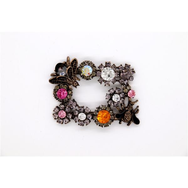 Antique Bronze Rhinestone Shoe Clips Zinc Alloy / Iron / Copper Material