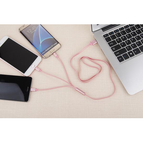 Durable 1m / 3ft TPE 3 In 1 USB Data Cable 5V2.4A Fast Charging For Cell Phone