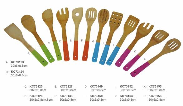 100% Bamboo Material Natural Color Food Safe Handle Wooden Bamboo Cutlery Set With Kitchen Spoon