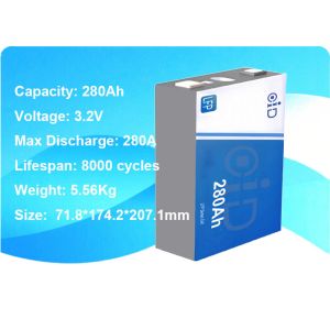 3.2V 280Ah LiFePo4 Battery 8000 Cycles Energy Storage