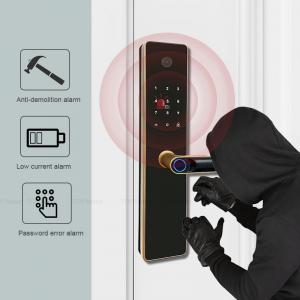 China Tuya App Front Door Smart Lock With Handle Fingerprint IC Card Password Access wholesale