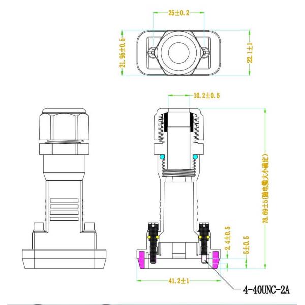 Plastic AISG Connector Cable Assembly D-SUB IP68 PA66 UL94V-0 Black Color