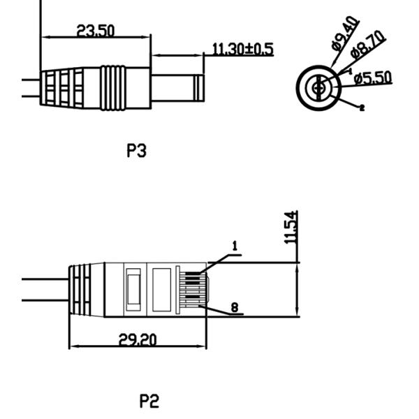 Waterproof RJ45 Extension Cable With DC Plug POE Camera Power Cord