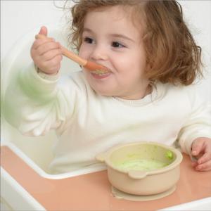China Bpa Free Eco-friendly Spoon Bib Colorful Suction Cute Bear Shape Silicone Baby Feeding Bowl wholesale