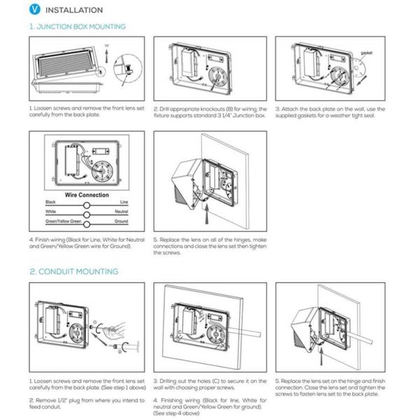 UL Driver LED Illumination Lights , 45W LED Outdoor Flood Lights Wall Pack