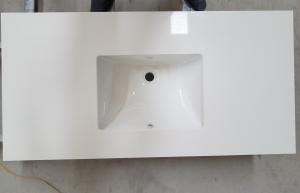 China Polished White Quartz Bathroom Countertops , Engineered Bath Vanity Tops wholesale