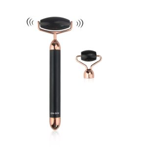 USB Electric Rose Quartz Face Jade Rollers Vibrating Detachable
