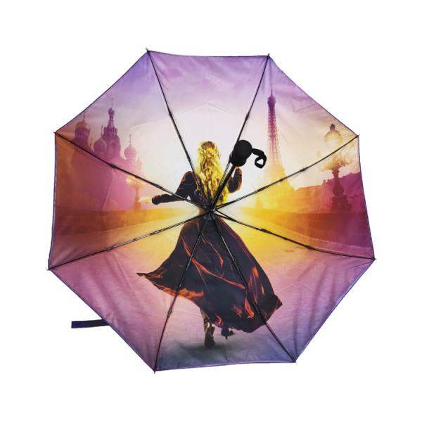 Automatic Windproof Travel Umbrella With Custom Logo Bright Digital Printing Custpomized