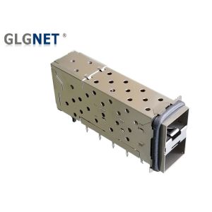 Buy cheap Press Fit 2 Ports Ganged Female SFP Cage And Connector With Heat Sink Light from wholesalers