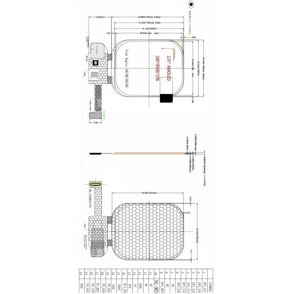 2.01 Inch AMOLED Display Panel 240x960 QSPI Interface 500 Nits SH8501A