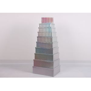 Rectangle Printing Xmas Gift Packaging / 10ct Christmas Nesting Boxes Multi