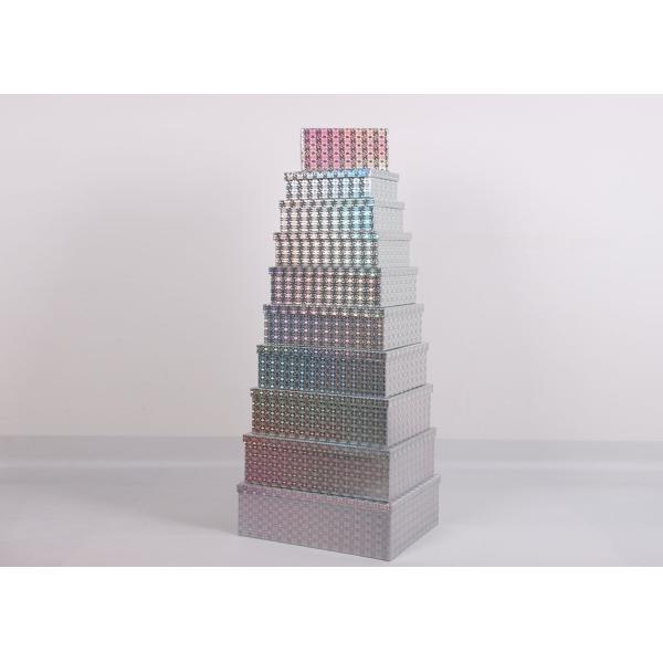 Rectangle Printing Xmas Gift Packaging / 10ct Christmas Nesting Boxes Multi