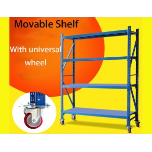 Light Duty Warehouse Storage Shelves Movable Shelving Units With Universal Wheel / Brake