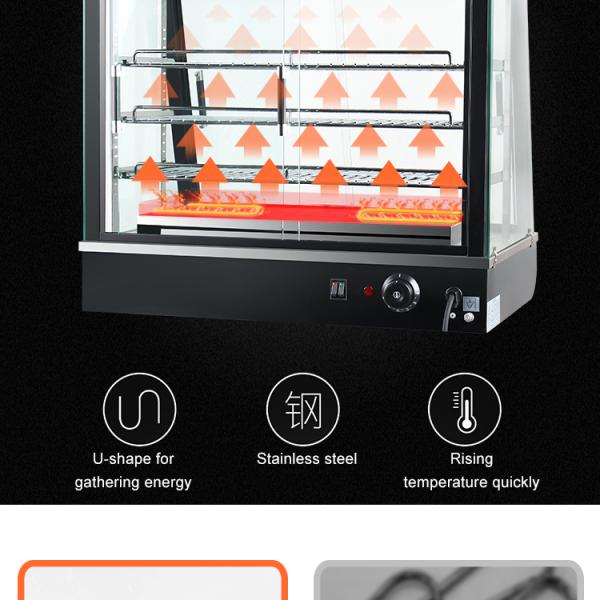 Commercial Restaurant Food Display Warmer Showcase in Black 51kg Weight