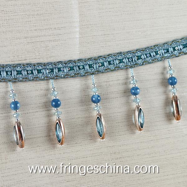 Handmade fashionable chain beads lace tassels fringes for curtain/sofa/pillow decoration