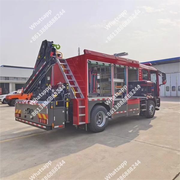 SITRAK 4X2 Double Row Rescue Fire Truck With Crane Lighting Breaking Life Rescue Truck With Crane