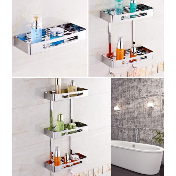 Mirror Polishing Silver Wall Mounted Bathroom Shelf SUS304 Stainless Steel Material