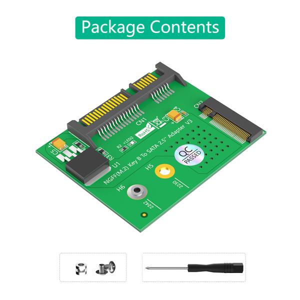 M.2 SATA SSD to SATA III 2.5-inch Adapter NGFF M.2 Key-B Expansion Card for Desktop and Laptop Supports 2230 2242mm for SATA SSD