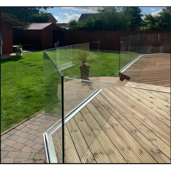 Modern Tempered Glass Balcony Railing Slim Profile Indoor Outdoor