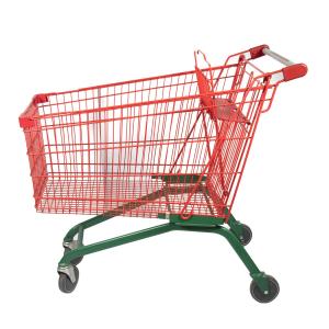 China 210L Large Capacity Customized Color Lightweight Commercial Shopping Cart With Folding Seat wholesale