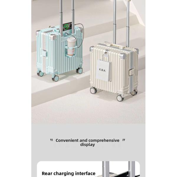 360° Spinner Wheels Lightweight Aluminum Frame Carry-On Luggage with Scratch-Resistant Sit-On Design and Zipper Closure