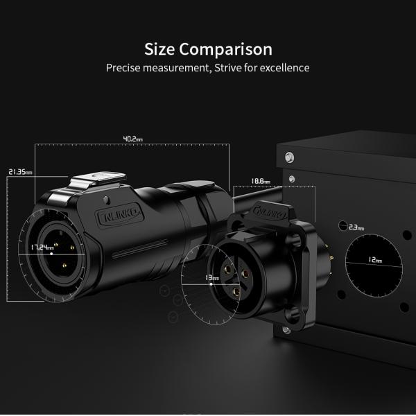 IP68 Waterproof Circular Outside Female Plug M12 LP 4 Pin Power Connector