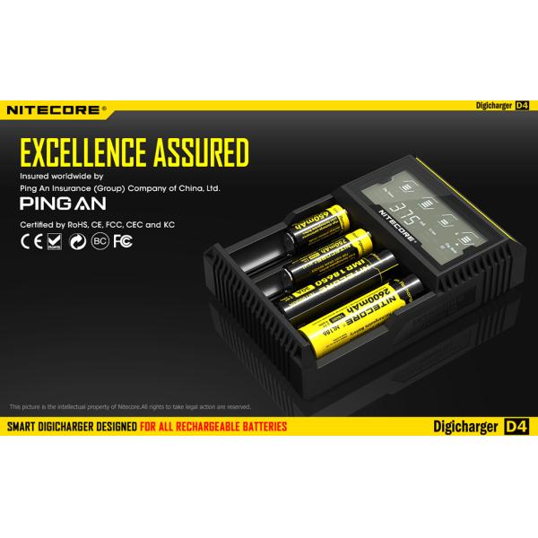 New Arrival LCD Nitecore D4 charger IMR/Lifepo4/NiMh/NiCd AA AAA battery charger nitecore