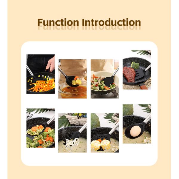 Silicone Utensil Set with Utensil Holder Heat Resistant up to 240C Non-Stick Coating