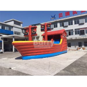 China Playful Giant Pirate Ship Inflatable Bouncer Castle Combo With Slide on sale