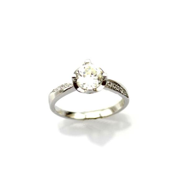 Sterling Silver Pave CZ Diamonds Engagement Ring (AA007)
