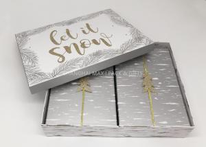 China Oversized Christmas Nested Gift Box With Lids Custom Cardboard Packing Glittered Snowflake wholesale