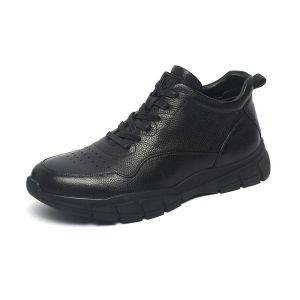 China Velvet Sock Black Lace Up Mens Leather Casual Boots on sale