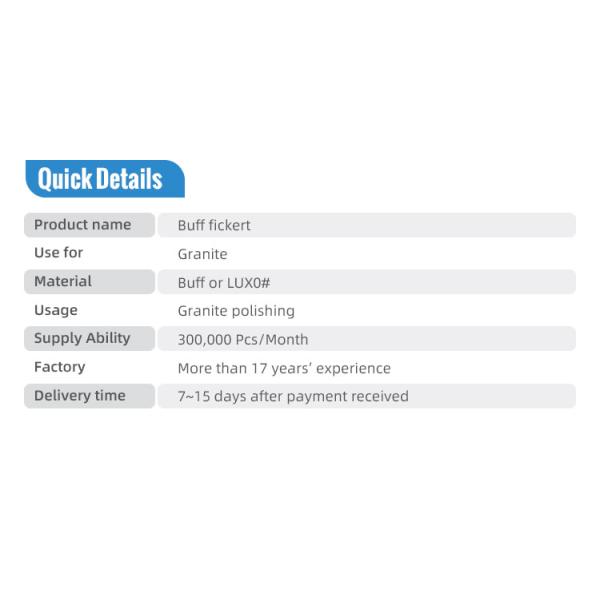 40mm Height Buff Fickert For Granite 12/15/20mm Working Layer
