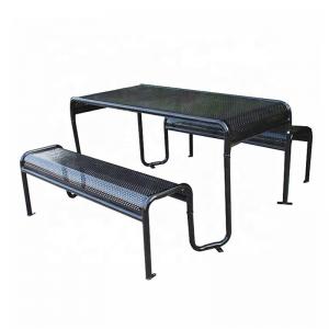 China Waterproof Black Outdoor Picnic Tables , Powder Coated Steel Table Chair wholesale