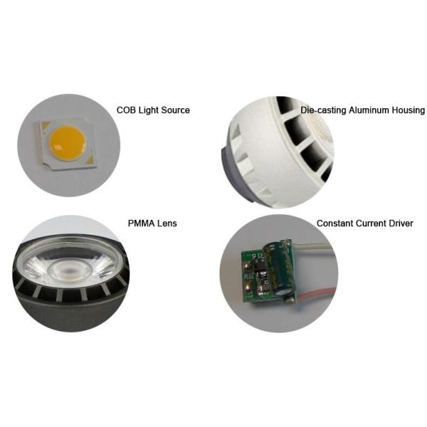 5W 6W 7W MR16 LED COB Spot Light With High CRI Die Casting Aluminum Housing